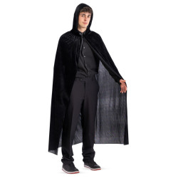 Čierny plášť s kapucňou, 130 cm